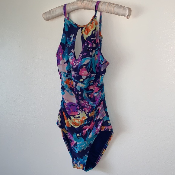 Swim/Bathing Suit One Piece Size 6 Women’s Into The Bleu By Amerex Multi Colors - Picture 7 of 11